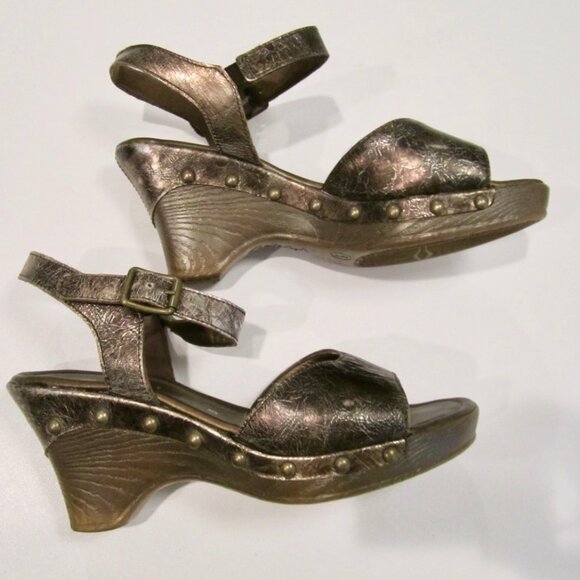 $200 GABOR UK 5 US 7 expresso PLATFORM sandal METALLIC brown NAIL HEADS sexy - Picture 1 of 9